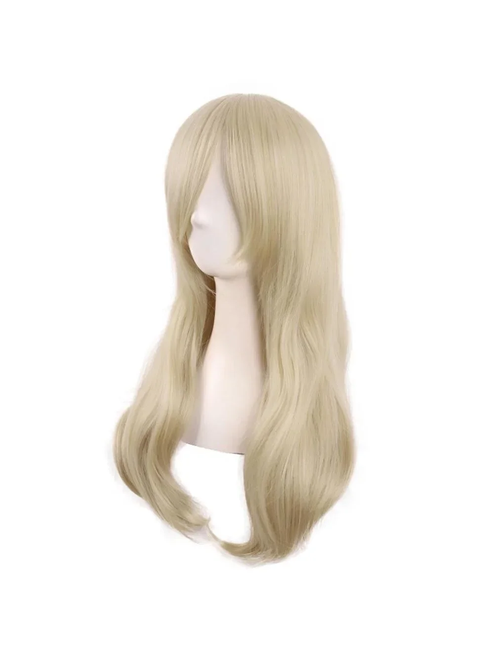 Women's Blonde 24 Inch Heat Resistant Long Side Bang Wavy Curly Cosplay Wigs